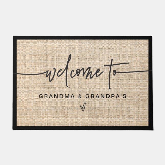 Modernes Bauernhaus Burlap Grandma & Grandpas Will Fußmatte (Vorderseite)