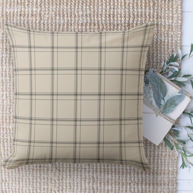 Modernes Bauernhaus Grau & Creme Couch Kissen (throw pillow farmhouse pillows country plaid throw pillow beige and black)