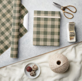 Modernes Bauernhaus Green Kariert Kraft Geschenkpapier