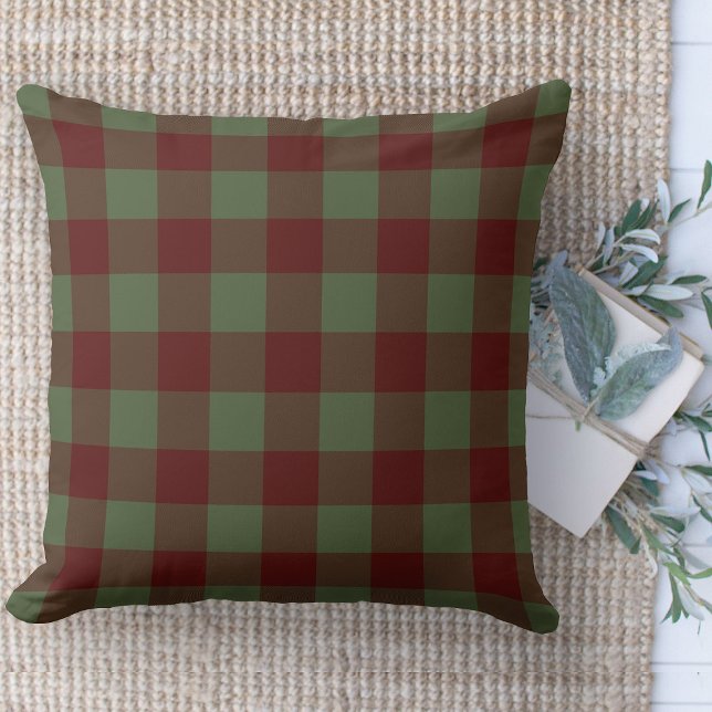 Modernes Bauernhaus Grün und Rot Buffalo Karierte  Kissen (Modern farmhouse throw pillow green and red buffalo plaid couch pillow )