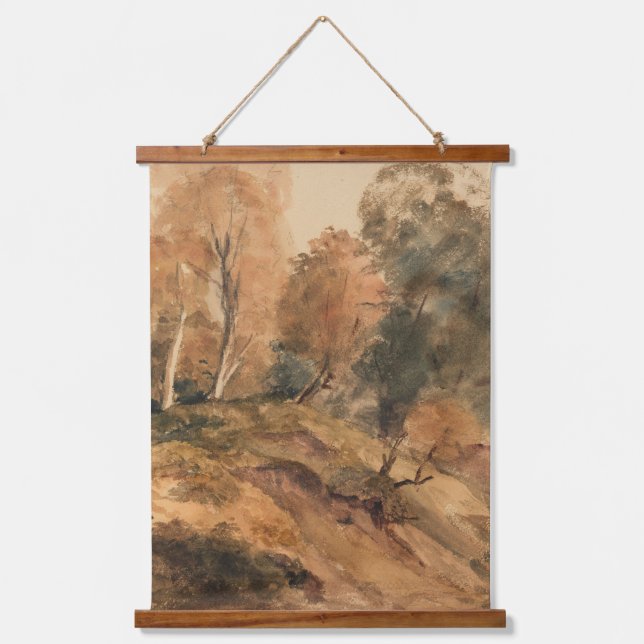 Modernes Bauernhaus Herbst Herbstlandschaft Malere Wandteppich Mit Holzrahmen (Vorderseite)