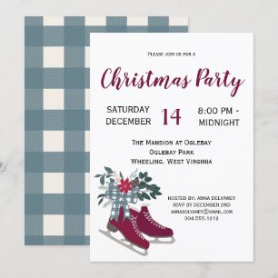 Modernes Bauernhaus Ice Skate Weihnachten Party Einladung