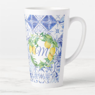 Modernes Bauernhaus Lemon Blue Mediterranean Tile Milchtasse