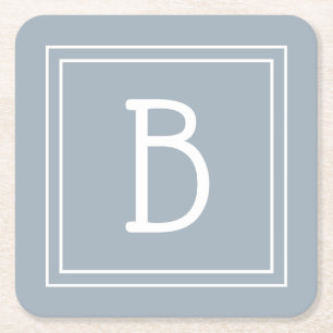 Modernes Bauernhaus Mit Monogramm Blue & White Ini Rechteckiger Pappuntersetzer