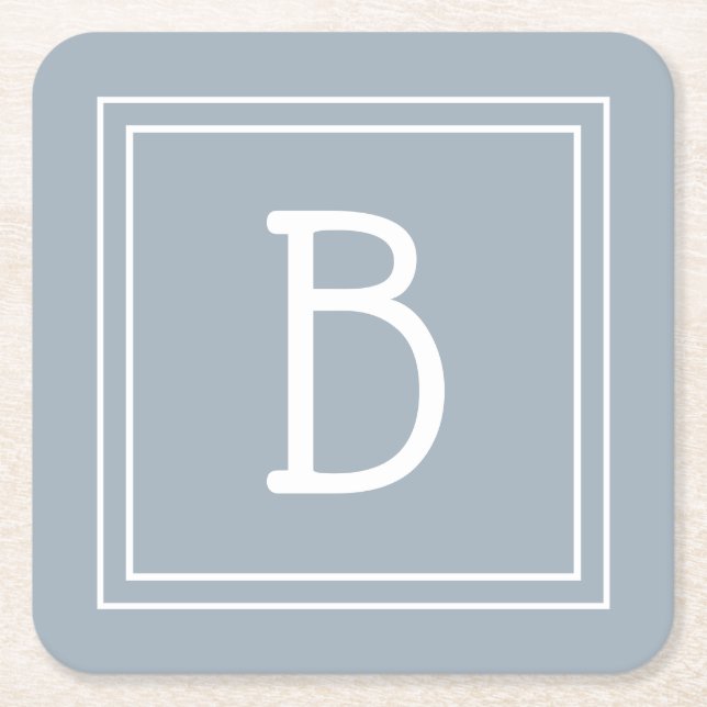 Modernes Bauernhaus Mit Monogramm Blue & White Ini Rechteckiger Pappuntersetzer (Vorderseite)