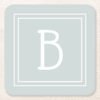 Modernes Bauernhaus Mit Monogramm Grün & Weiß Init Rechteckiger Pappuntersetzer