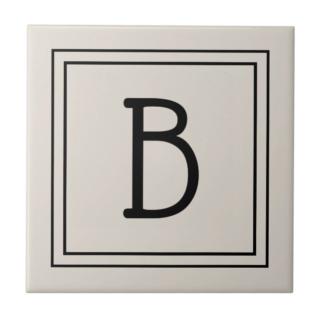 Modernes Bauernhaus Mit Monogramm Tan & Black Init Fliese (Vorderseite)