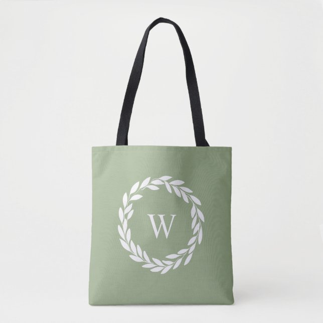 Modernes Bauernhaus Mit Monogramm Tote Tag Tasche (Vorderseite)