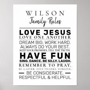 Modernes Bauernhaus Personalisiert Familienordnung Poster