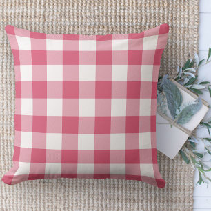 Modernes Bauernhaus Pink & White Buffalo Karierte  Kissen