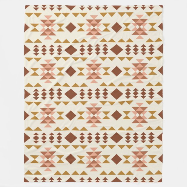 Modernes Bauernhaus Rustic Terracotta Geometrische Fleecedecke (Vorderseite)