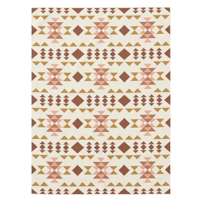 Modernes Bauernhaus Rustic Terracotta Geometrische Tischdecke (Vorderseite)
