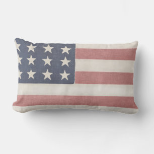 Modernes Bauernhaus Rustikale amerikanische Flagge Lendenkissen