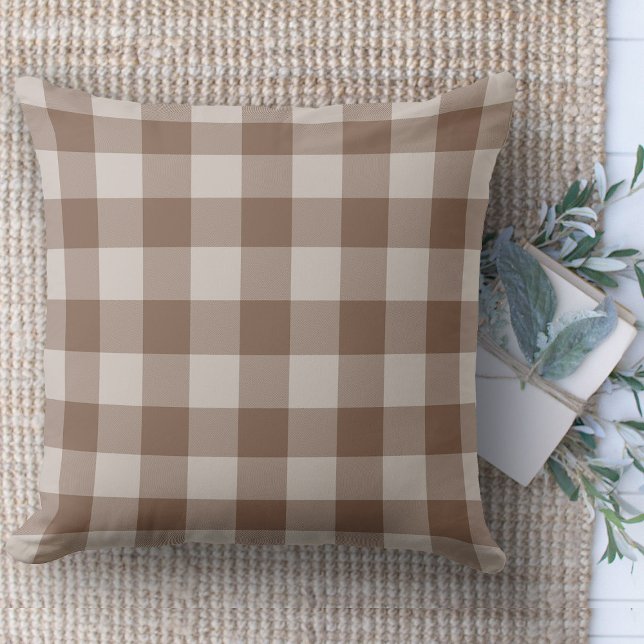 Modernes Bauernhaus Tan & Beige Buffalo Karierte C Kissen (throw pillow farmhouse pillows country plaid throw pillow brown and beige)