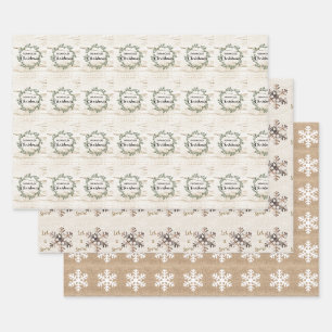 Modernes Bauernhaus Weihnachten Rustikale Burlap u Geschenkpapier Set