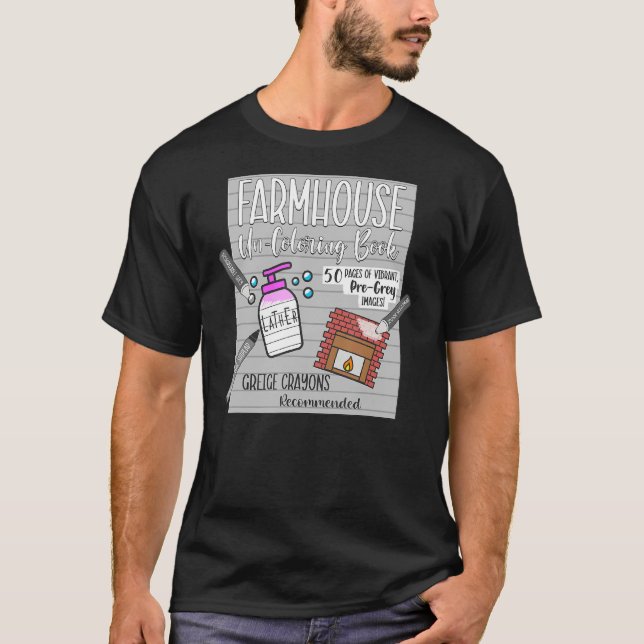 Modernes Bauernkolorationsbuch T-Shirt (Vorderseite)