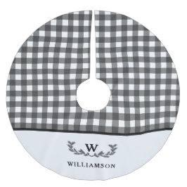 Modernes Bauernstil Schwarz-weiß Karierte Monogram Polyester Weihnachtsbaumdecke