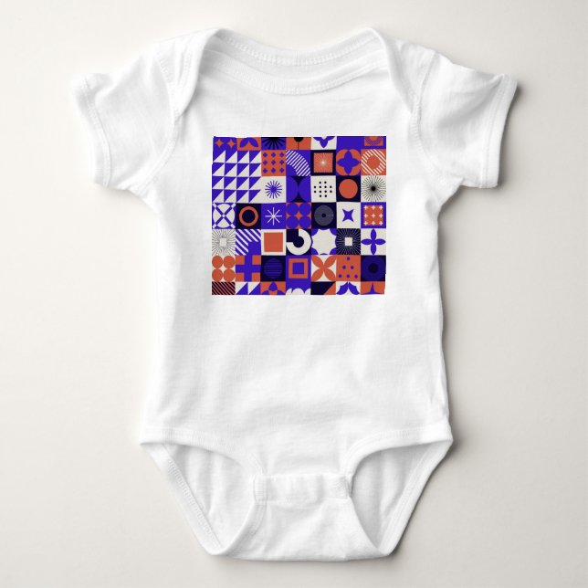 Modernes Bauhaus: Bold Geometric Pattern. Baby Strampler (Vorderseite)