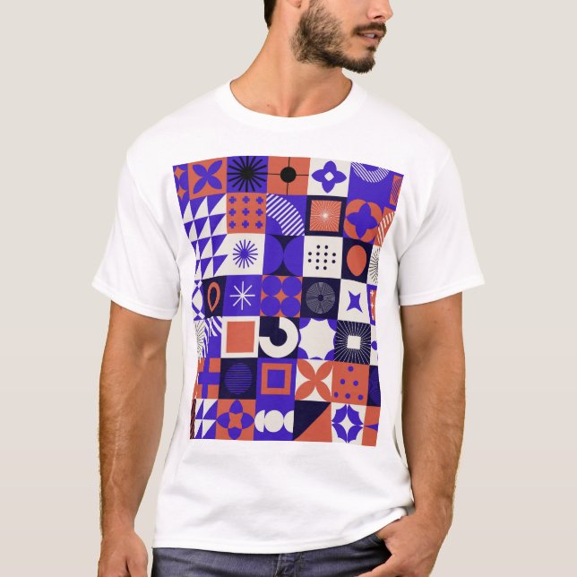 Modernes Bauhaus: Bold Geometric Pattern. T-Shirt (Vorderseite)