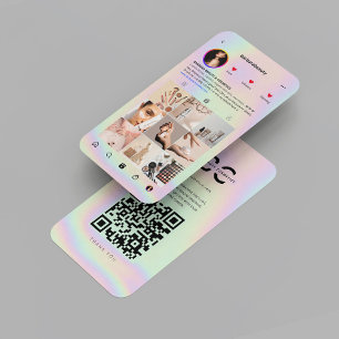 Modernes Beauty Kosmetik holografisches Instagram Visitenkarte