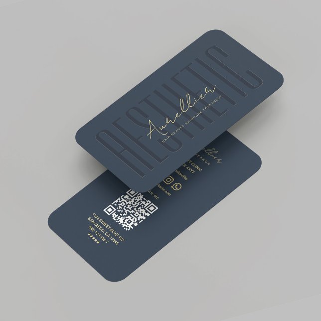 Modernes Beauty Skincare Östhetiker Dark Blue Visitenkarte (Modern Beauty Skincare Aesthetic Esthetician Professional Specialist Business Card)