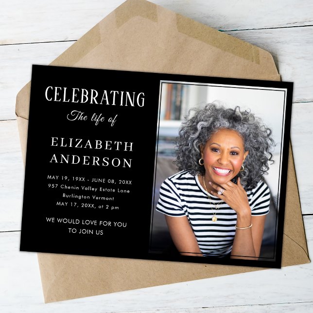 Modernes Beerdigungs-Foto Minimalistisch Einfache  Einladung (Von Creator hochgeladen)