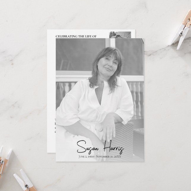 Modernes Beerdigungsprogramm Einladung (Vorderseite/Rückseite Beispiel)