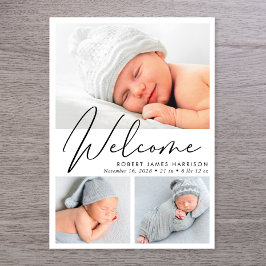 Modernes Begrüßungsskript 4 Foto Birth Ankündigung