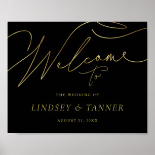 Modernes Begrüßungszeichen mit Imitate Gold Script Poster
