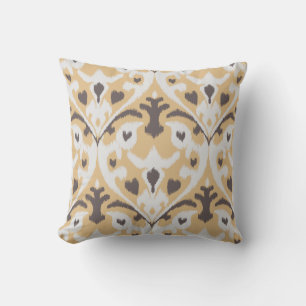 Modernes, beige-braunes Kat-Stammmuster Kissen