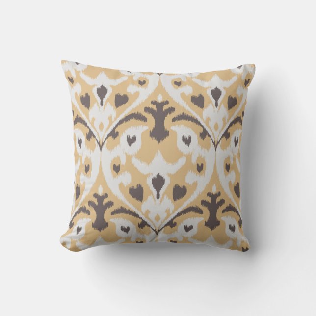 Modernes, beige-braunes Kat-Stammmuster Kissen (Vorderseite)