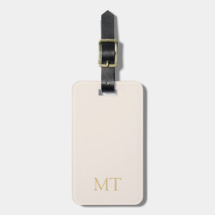 Modernes Beige-Gold-Minimalistisch-Erstmonogramm Gepäckanhänger