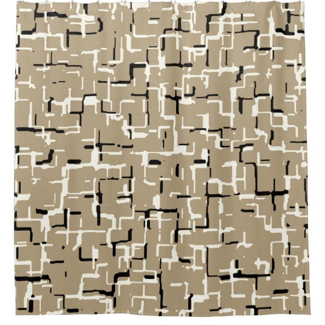 Modernes Beige mit einzigartigem Schwarz-Weiß-Must Duschvorhang (Vorderseite)