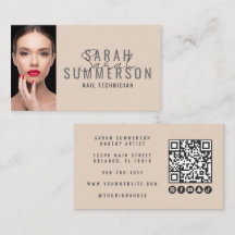 Modernes Beige Nagelstudio QR-Code Foto