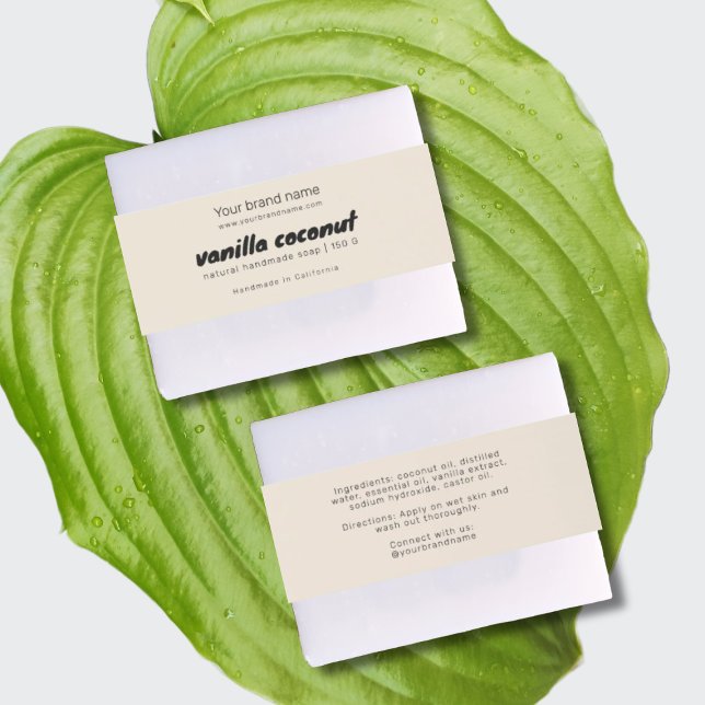 Modernes Beige-Seifenverpackungs-Etikett Einladungsbanderole (Von Creator hochgeladen)