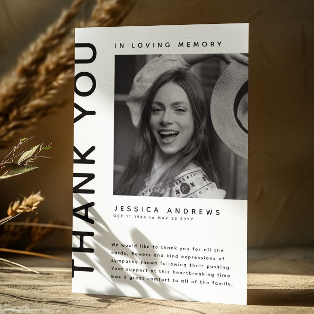 Modernes Beileid Foto Vielen Dank Dankeskarte (Von Creator hochgeladen)