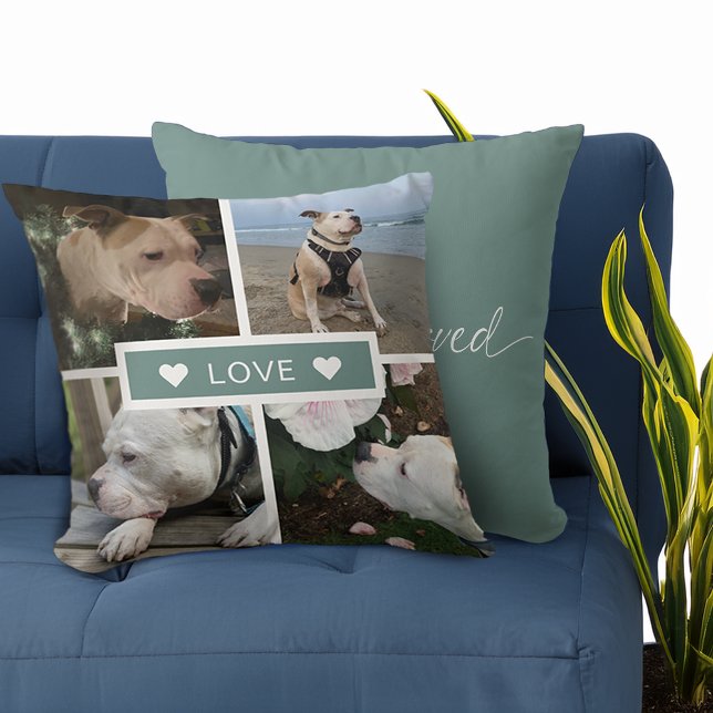 Modernes Beileid  Pet Fotos Collage Kissen (Modern Sympathy Pet Photos Collage Throw Pillow)