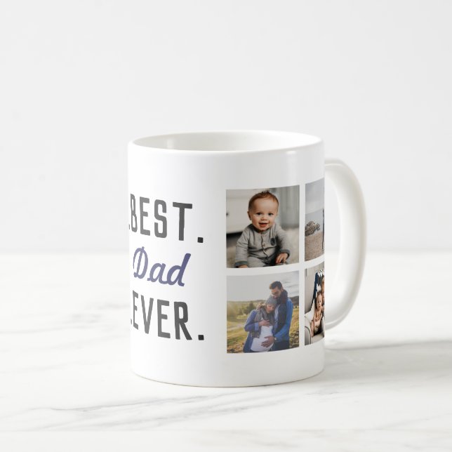 Modernes, benutzerdefiniertes Foto Blue Best Vater Kaffeetasse (VorderseiteRechts)