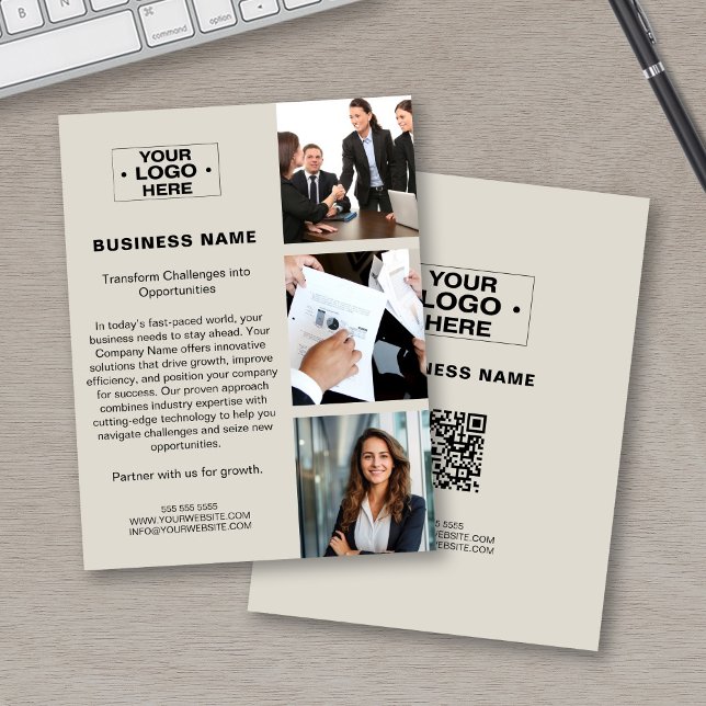 Modernes, benutzerdefiniertes Foto-Logo QR Corpora Flyer (Modern Custom Photo Logo QR Corporate Business Flyer)
