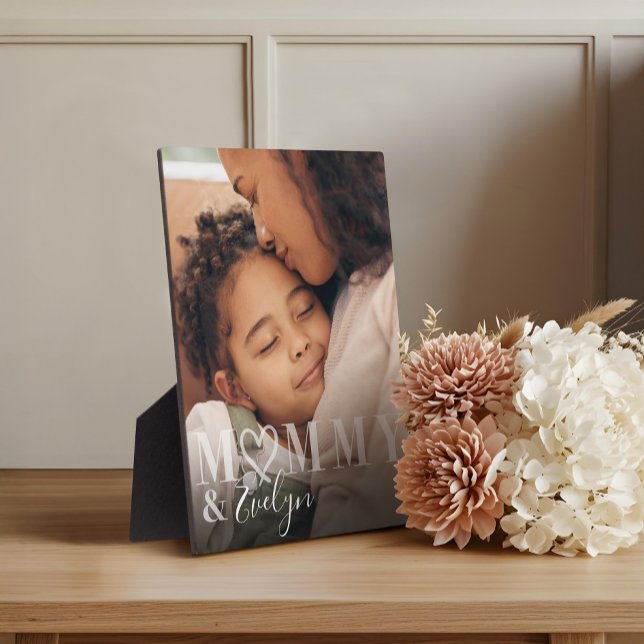 Modernes, benutzerdefiniertes Foto Mommy & Child N Fotoplatte (Modern Custom Photo Mommy & Child Name Keepsake Plaque)
