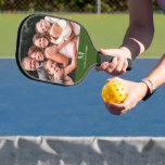 Modernes benutzerdefiniertes Foto Monogram Name Fo Pickleball Schläger<br><div class="desc">Modernes benutzerdefiniertes Foto Monogram Name Forest Green</div>