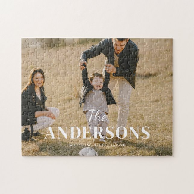 Modernes, benutzerdefiniertes Foto und Familiennam (Horizontal)