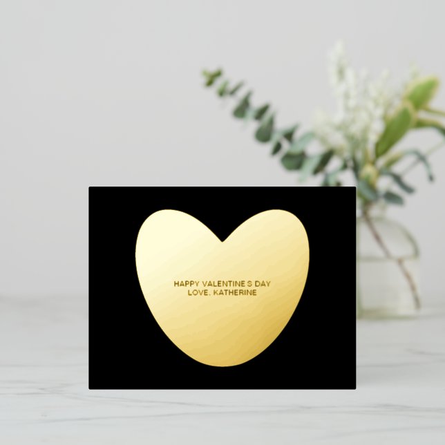 Modernes, benutzerdefiniertes Foto Valentinstag Folien Feiertagspostkarte (Stehend vorne)