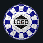 Modernes, benutzerdefiniertes Logo-Image für Blau  Dartscheibe<br><div class="desc">Benutzerdefiniertes Logo auf blauem und weißem Dart Board. Besser,  wenn das Bild quadratisch ist.</div>