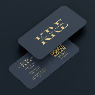 Modernes Beruflich dunkelblaues Monogramm Visitenkarte