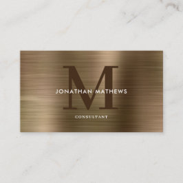 Modernes Beruflich gebürstetes Metallic-Monogramm Visitenkarte