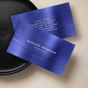 Modernes Beruflich gebürstetes Metallic Royal Blue Visitenkarte