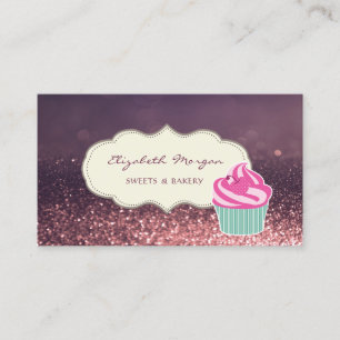 Modernes Beruflich, Glitzer Bokeh, Cupcake Bäckere Visitenkarte