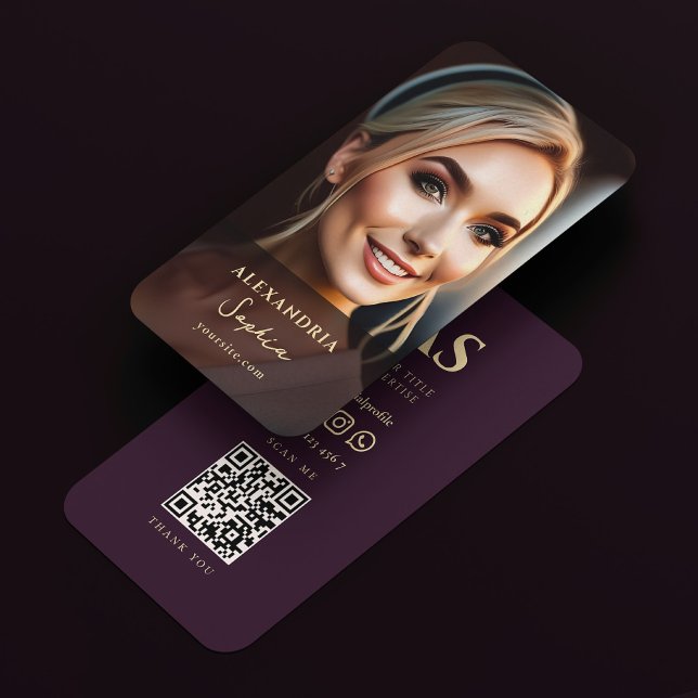 Modernes Beruflich Luxus Lila Foto Visitenkarte (Modern Professional Luxury Purple Photo Business Card
)