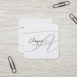 Modernes Beruflich Schwarzweiß-Weiß-Monogramm Quadratische Visitenkarte